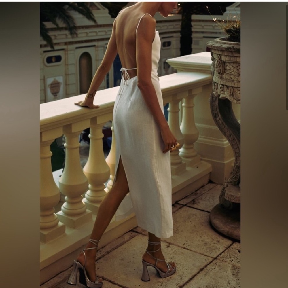 NWT ZARA LINEN BLEND MIDI DRESS LIMITED EDITION - Picture 4 of 9